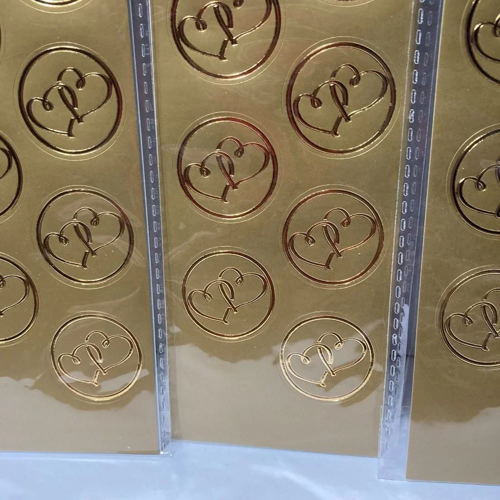 Double Heart Seals Gold Stickers for Cards Crafts